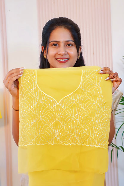 Radiant Lemon Yellow Crust Chiffon Saree
