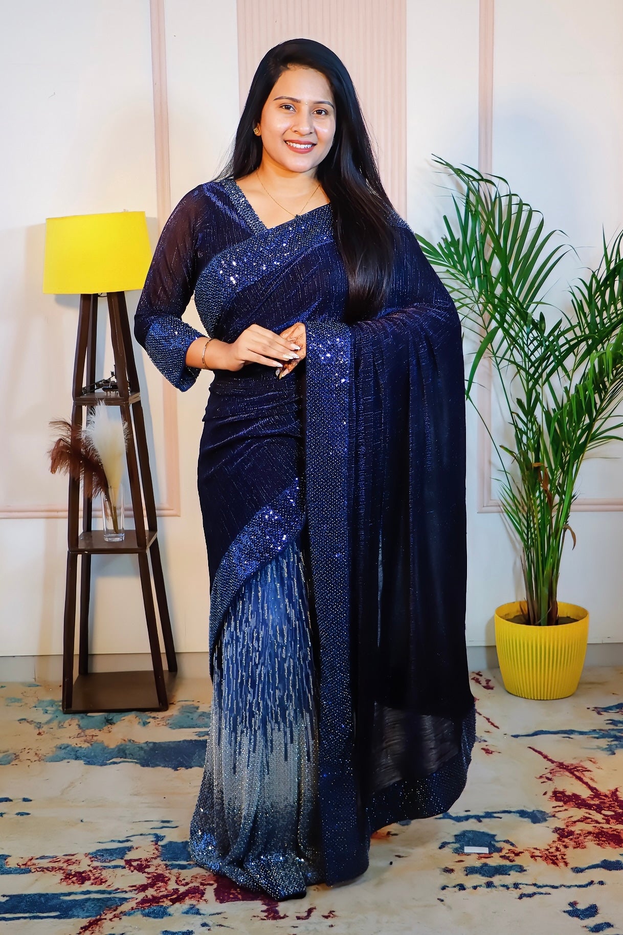 Midnight Sparkle Silk Georgette Saree