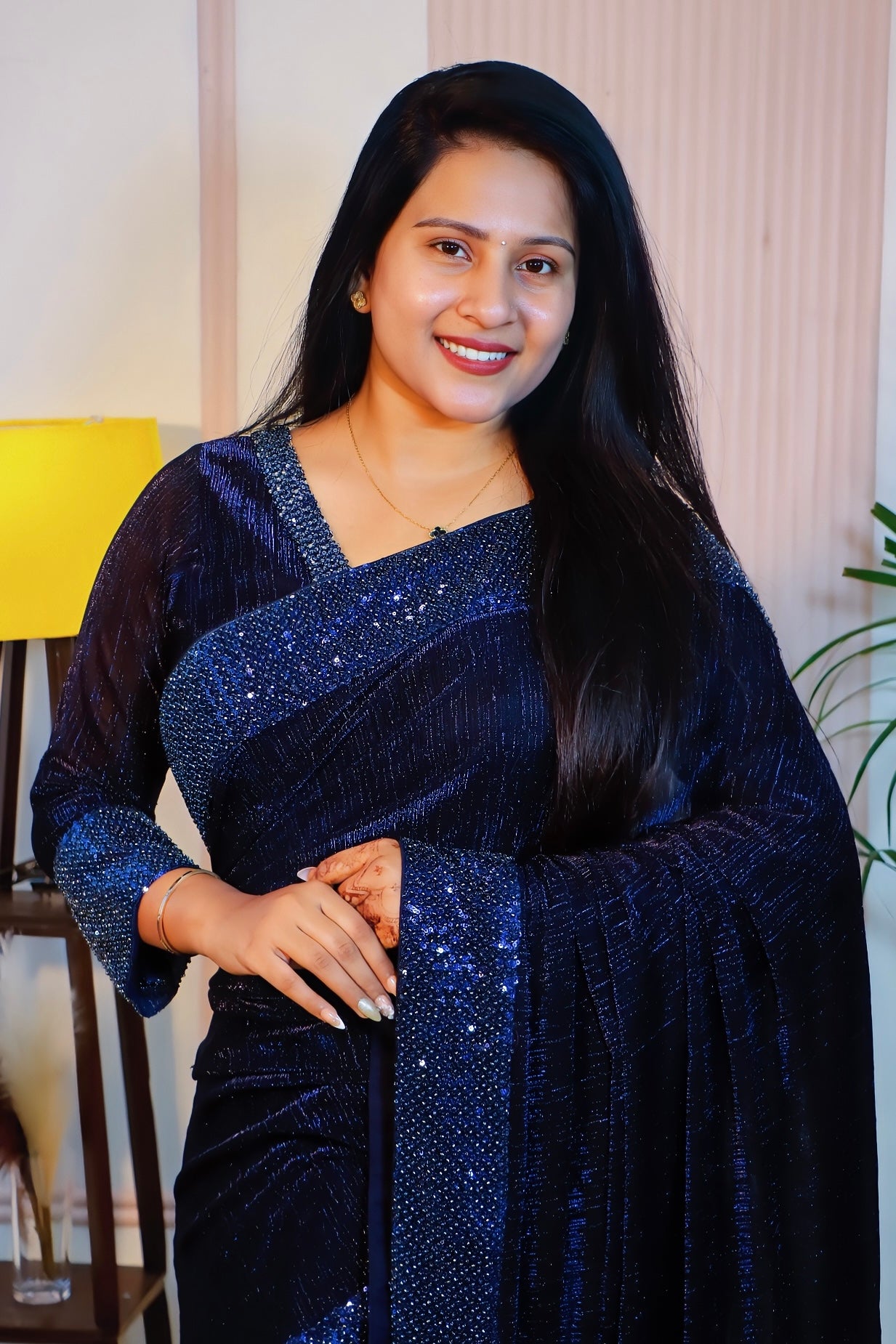 Midnight Sparkle Silk Georgette Saree