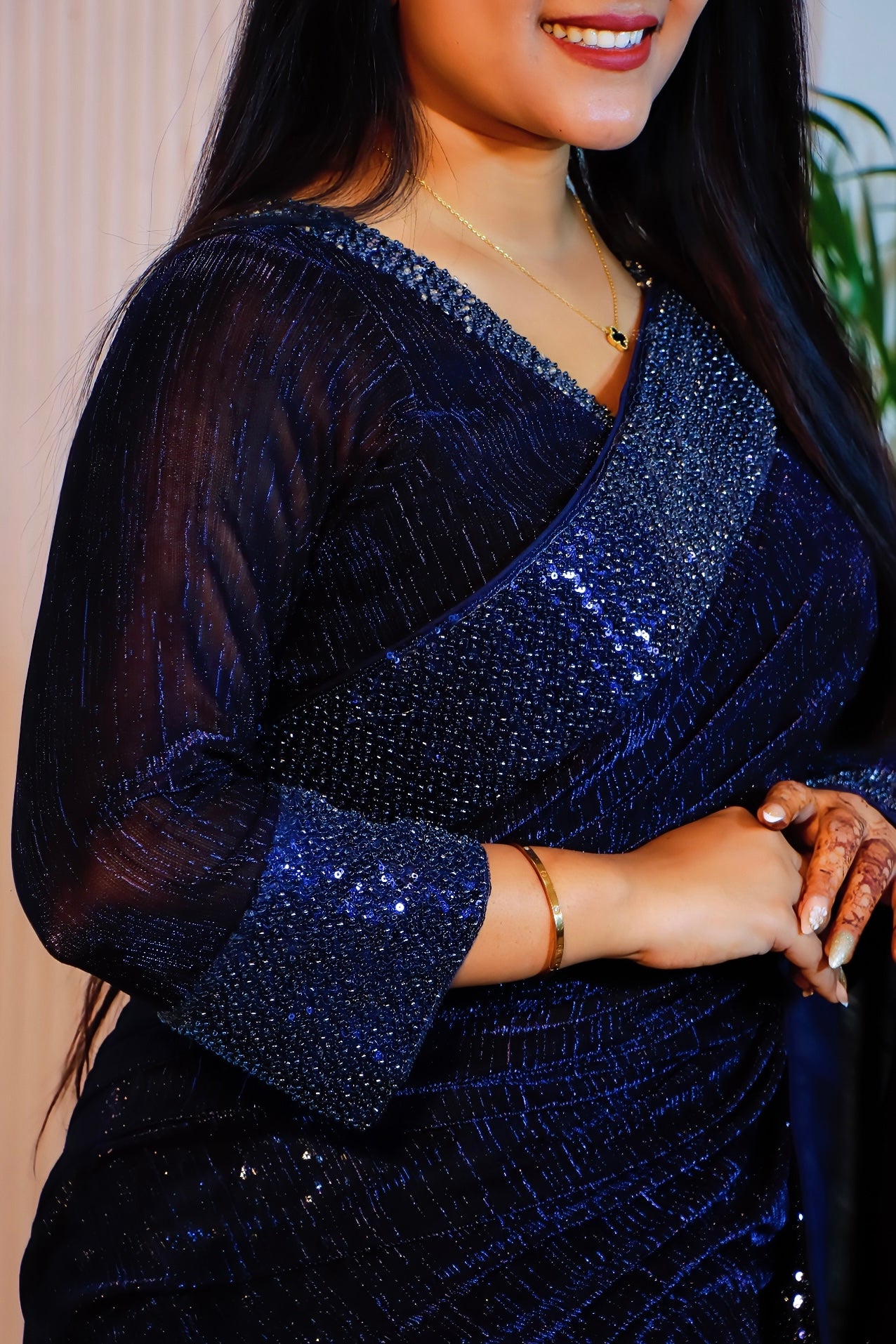 Midnight Sparkle Silk Georgette Saree