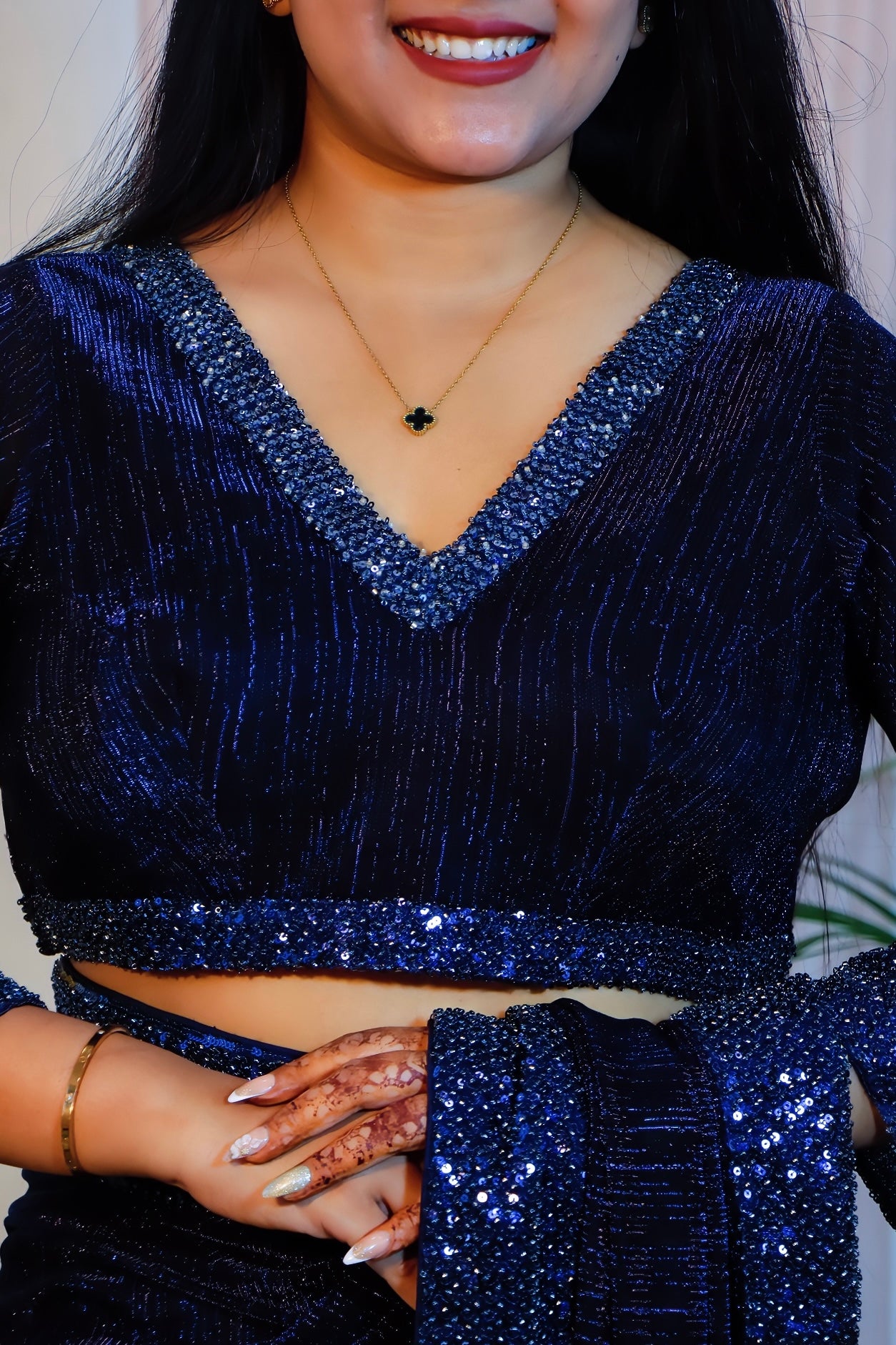 Midnight Sparkle Silk Georgette Saree