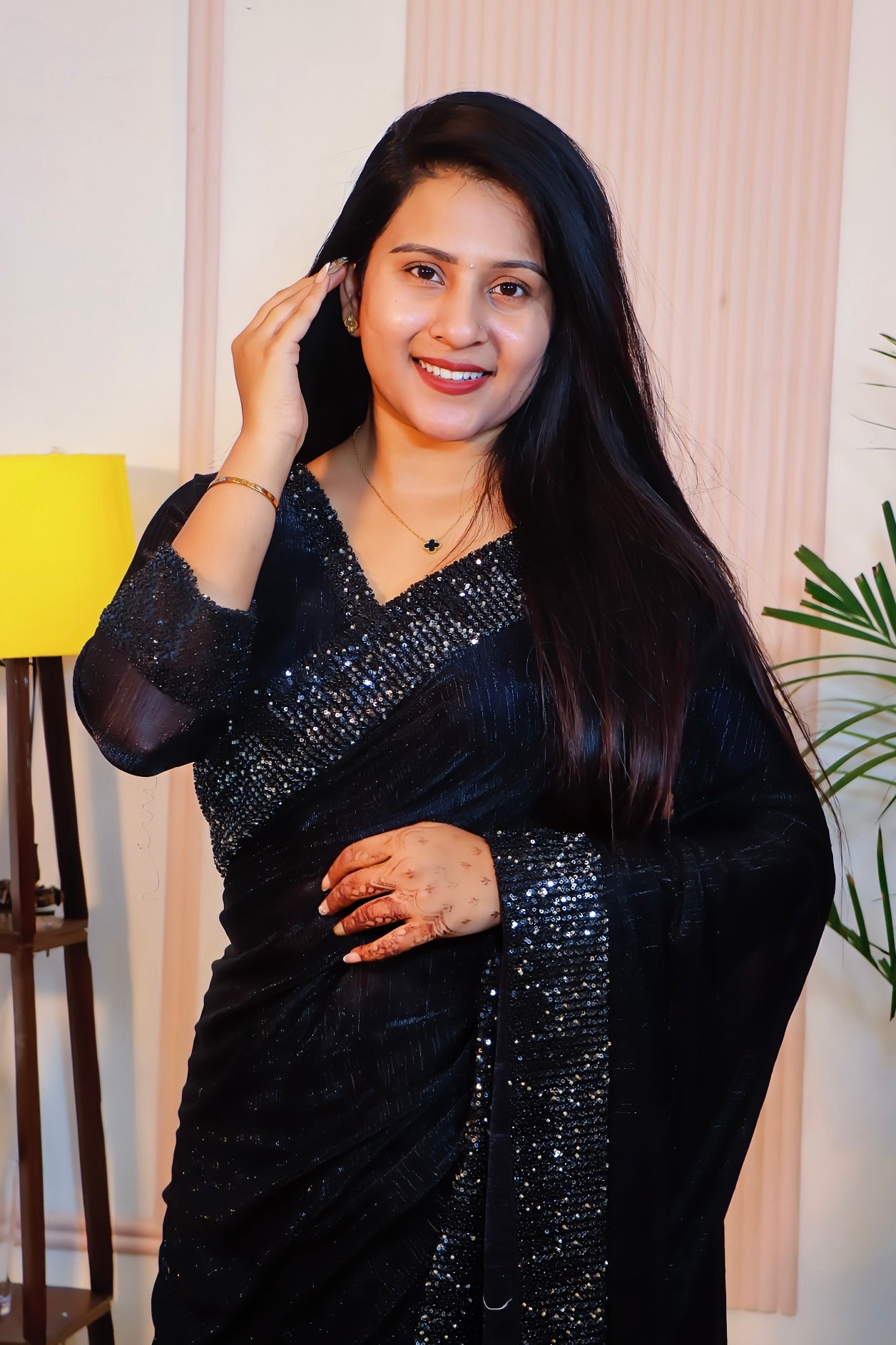 Midnight Black Silk Georgette Saree