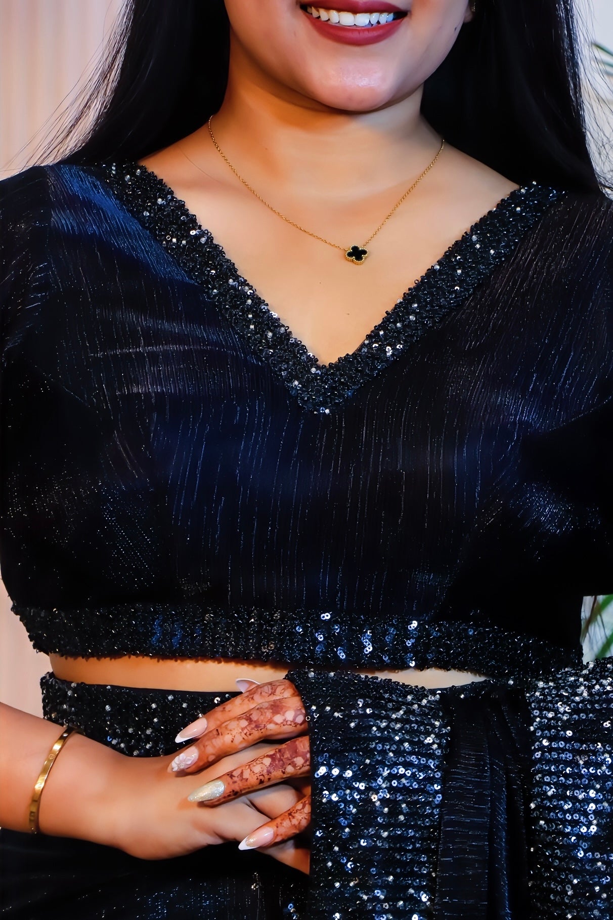 Midnight Black Silk Georgette Saree