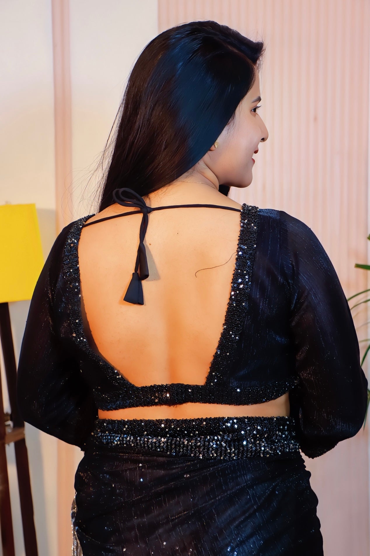 Midnight Black Silk Georgette Saree