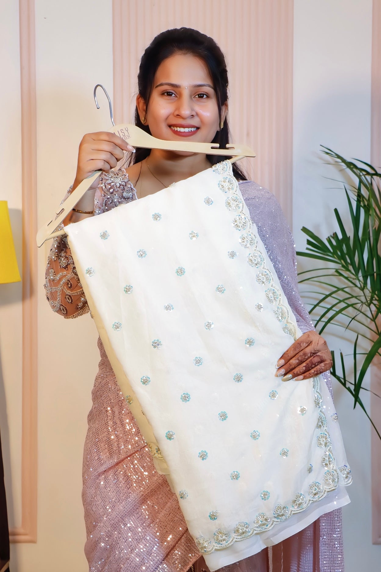 Elegant Cream Pure Silk Saree