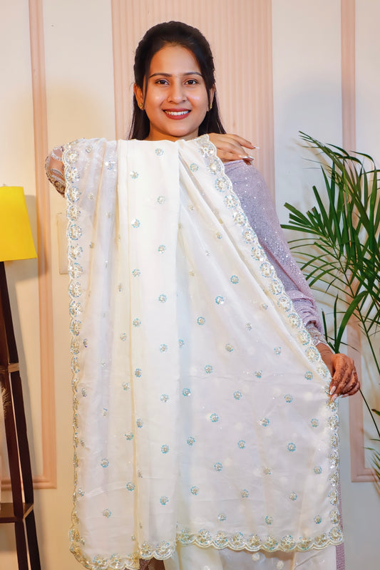 Elegant Cream Pure Silk Saree