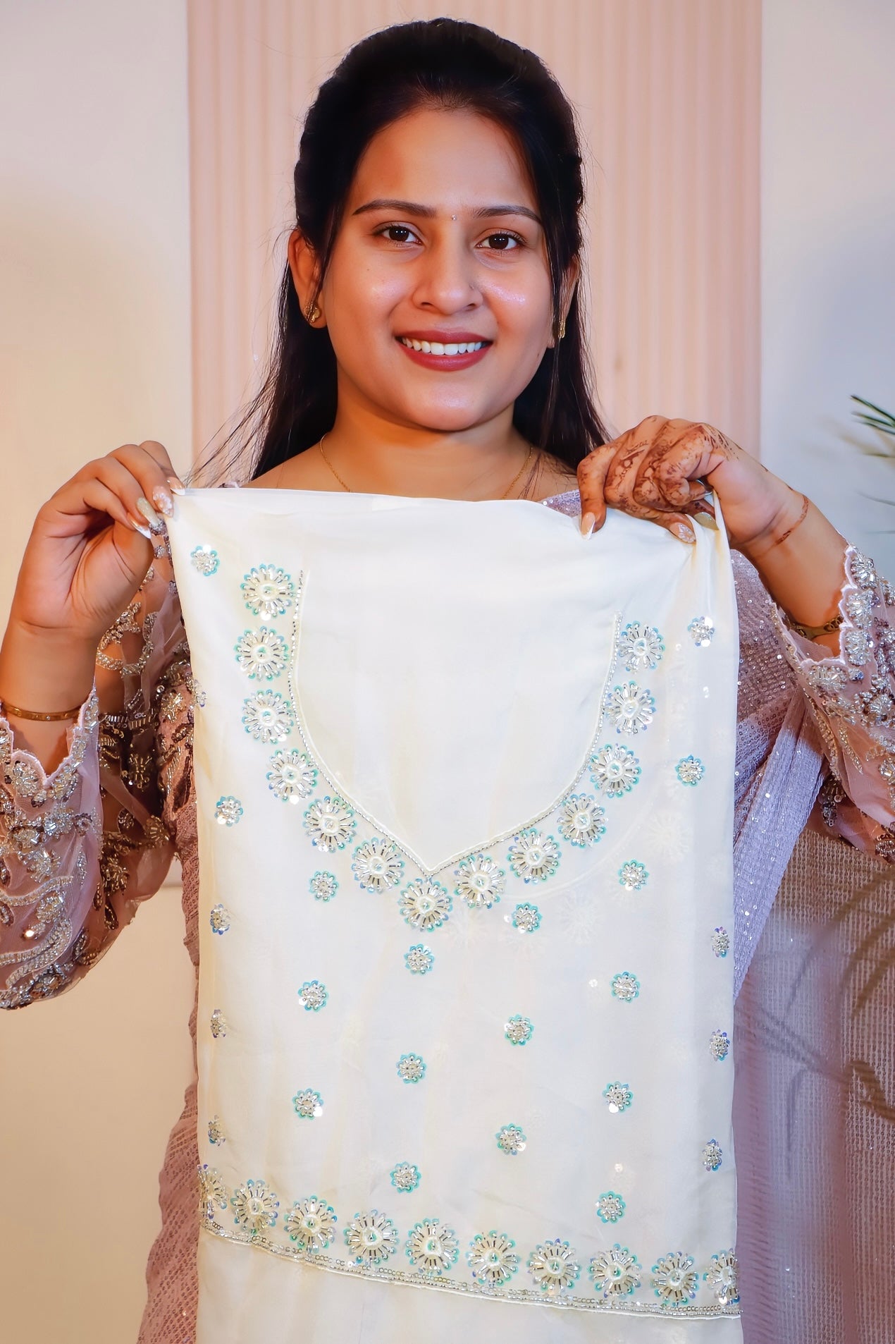 Elegant Cream Pure Silk Saree