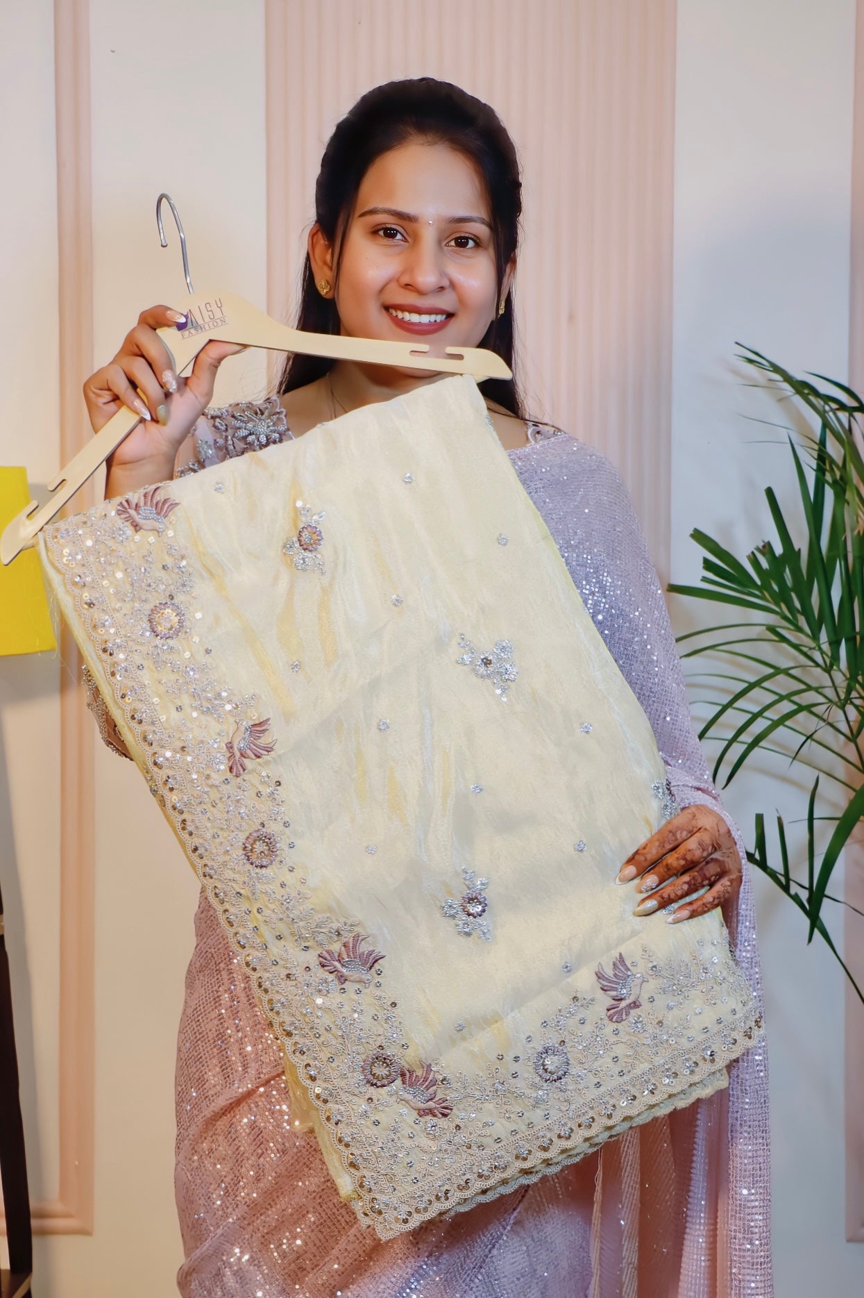 Elegant Grey Embroidered Saree