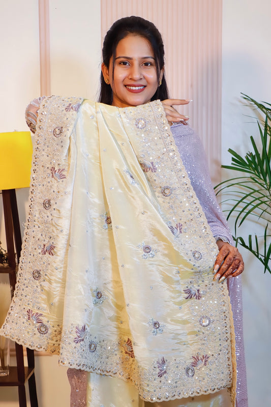 Elegant Grey Embroidered Saree