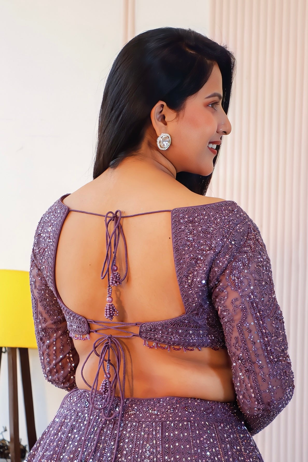 Royal Purple Net Bridal Lehenga