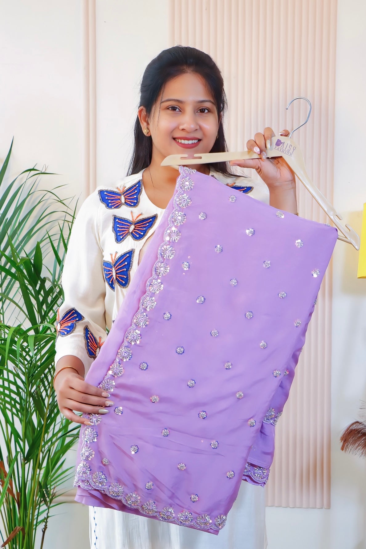 Elegant Lavender Pure Silk Saree