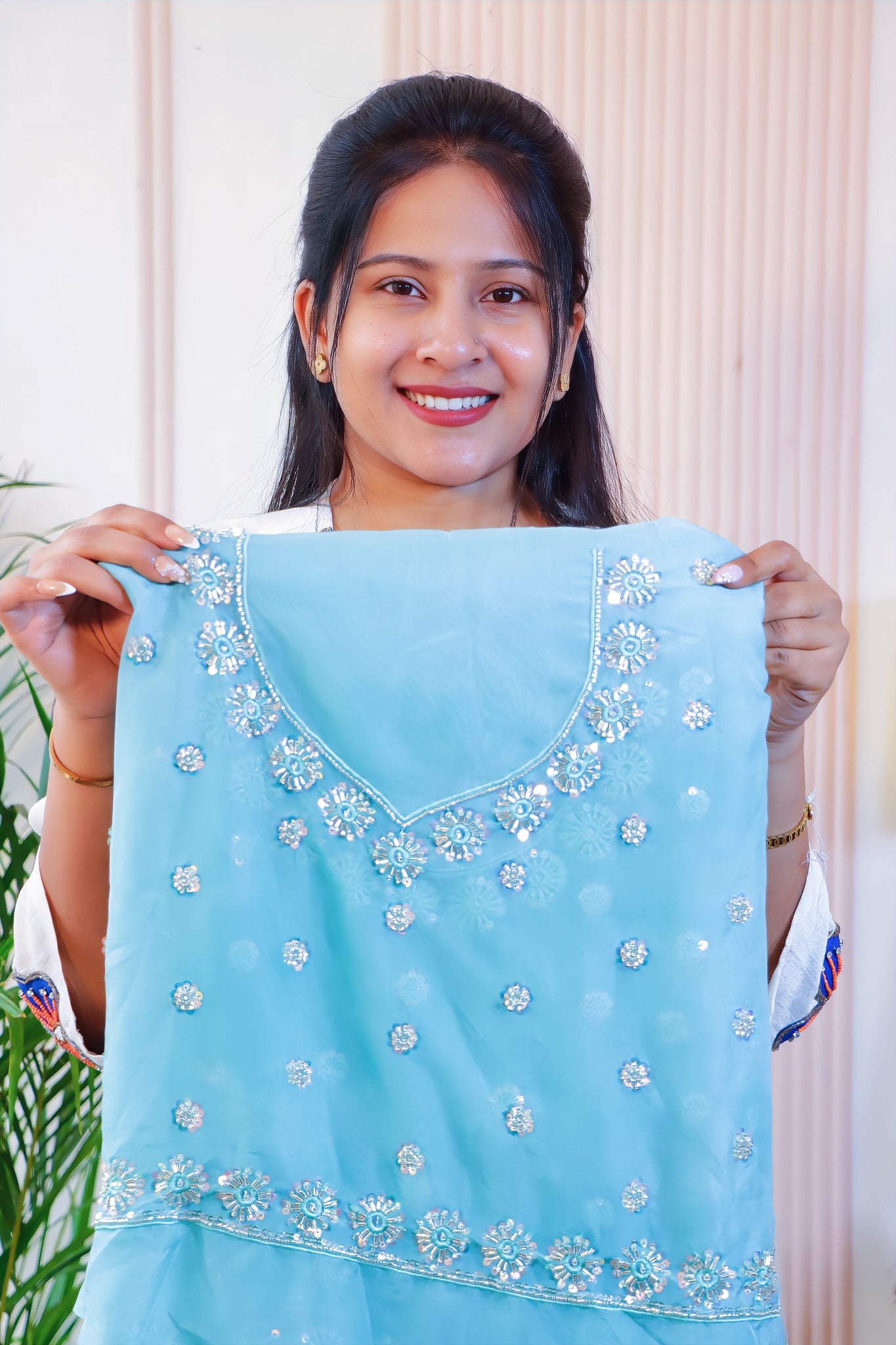 Elegant Powder Blue Pure Silk Saree