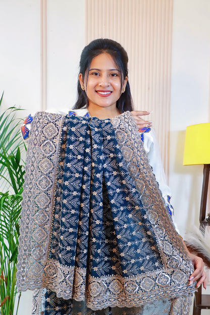 Royal Navy Blue Georgette Saree