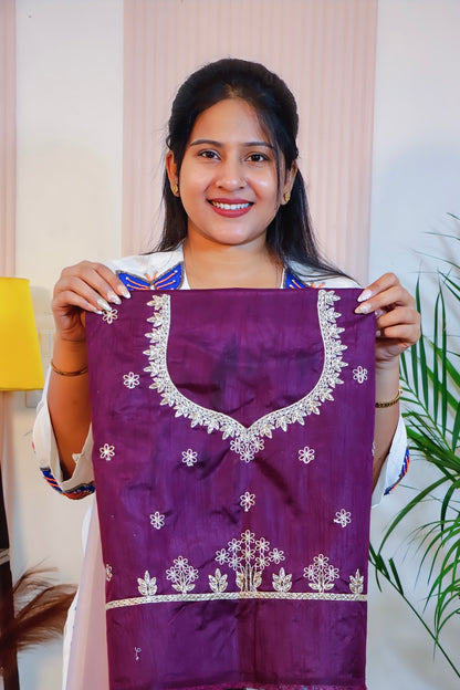 Lavender Elegance Net Shimmer Saree