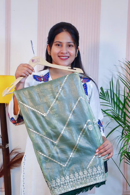 Sage Green Shimmer Saree
