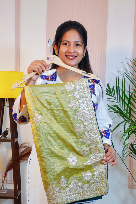 Golden Glow Mustard Tissue Saree