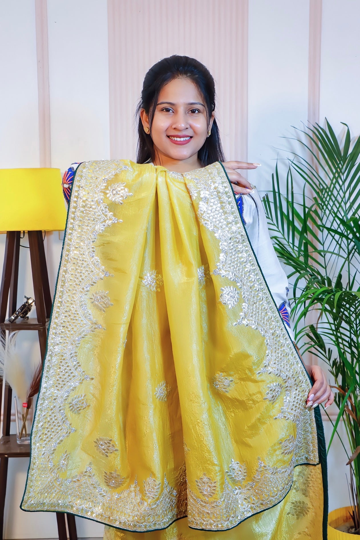 Golden Glow Mustard Tissue Saree