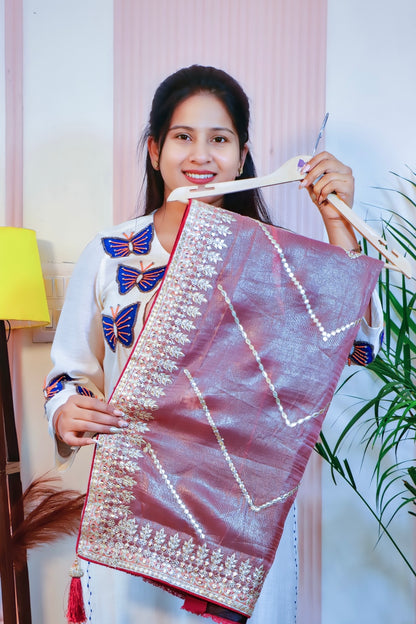 Peach Coral Shimmer Saree