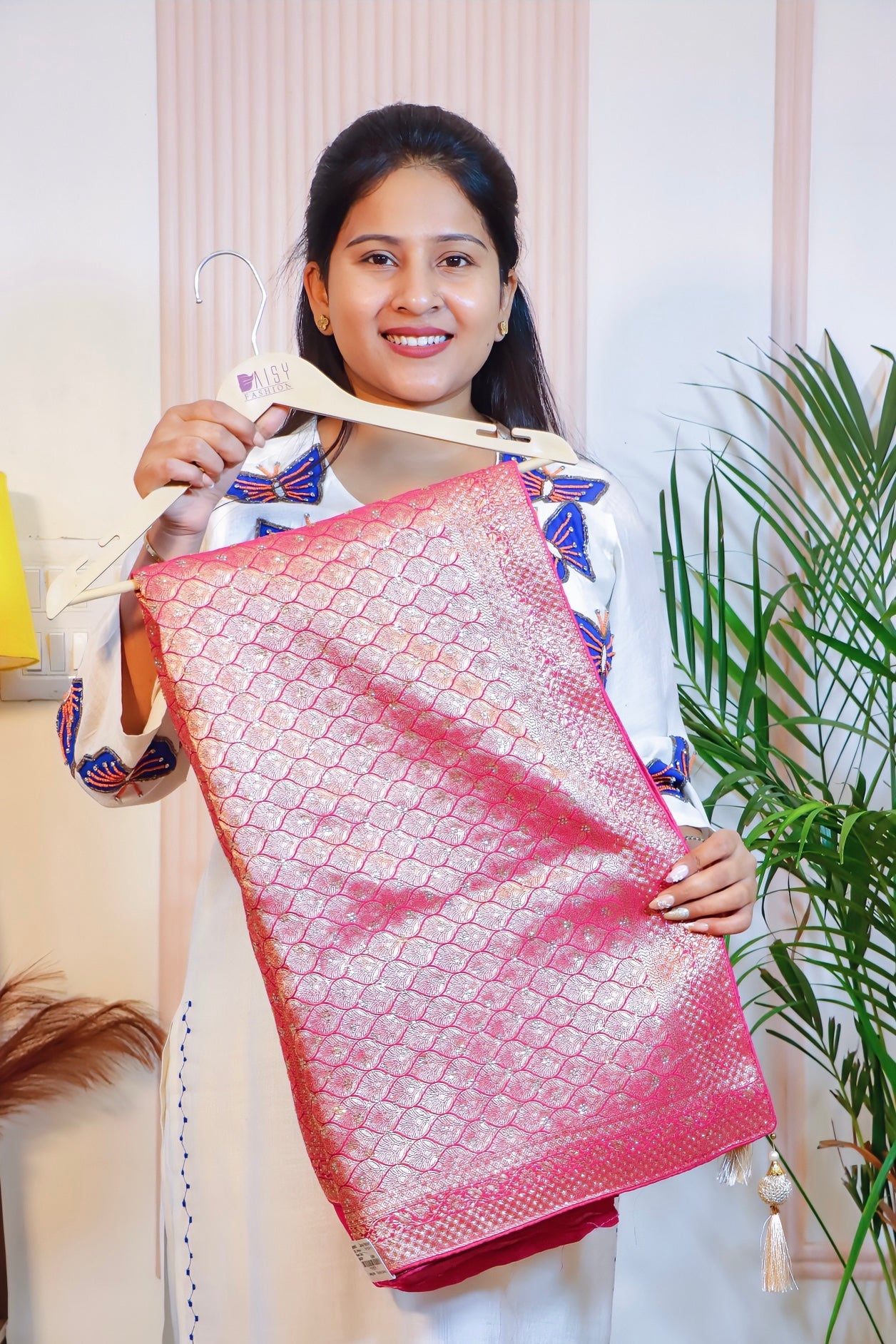 Magenta Pink Banarasi Silk Saree