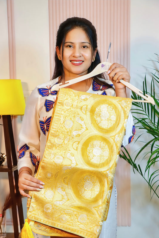 Radiant Yellow Georgette Silk Saree