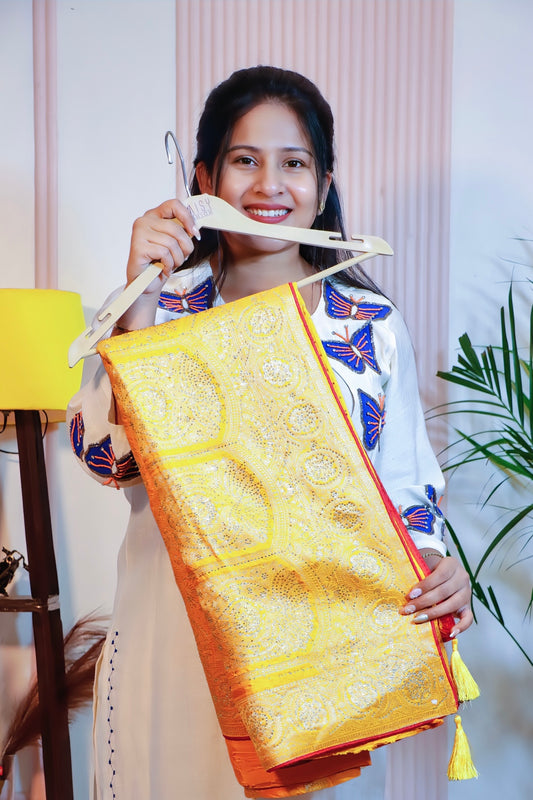 Radiant Mustard Yellow Silk Saree
