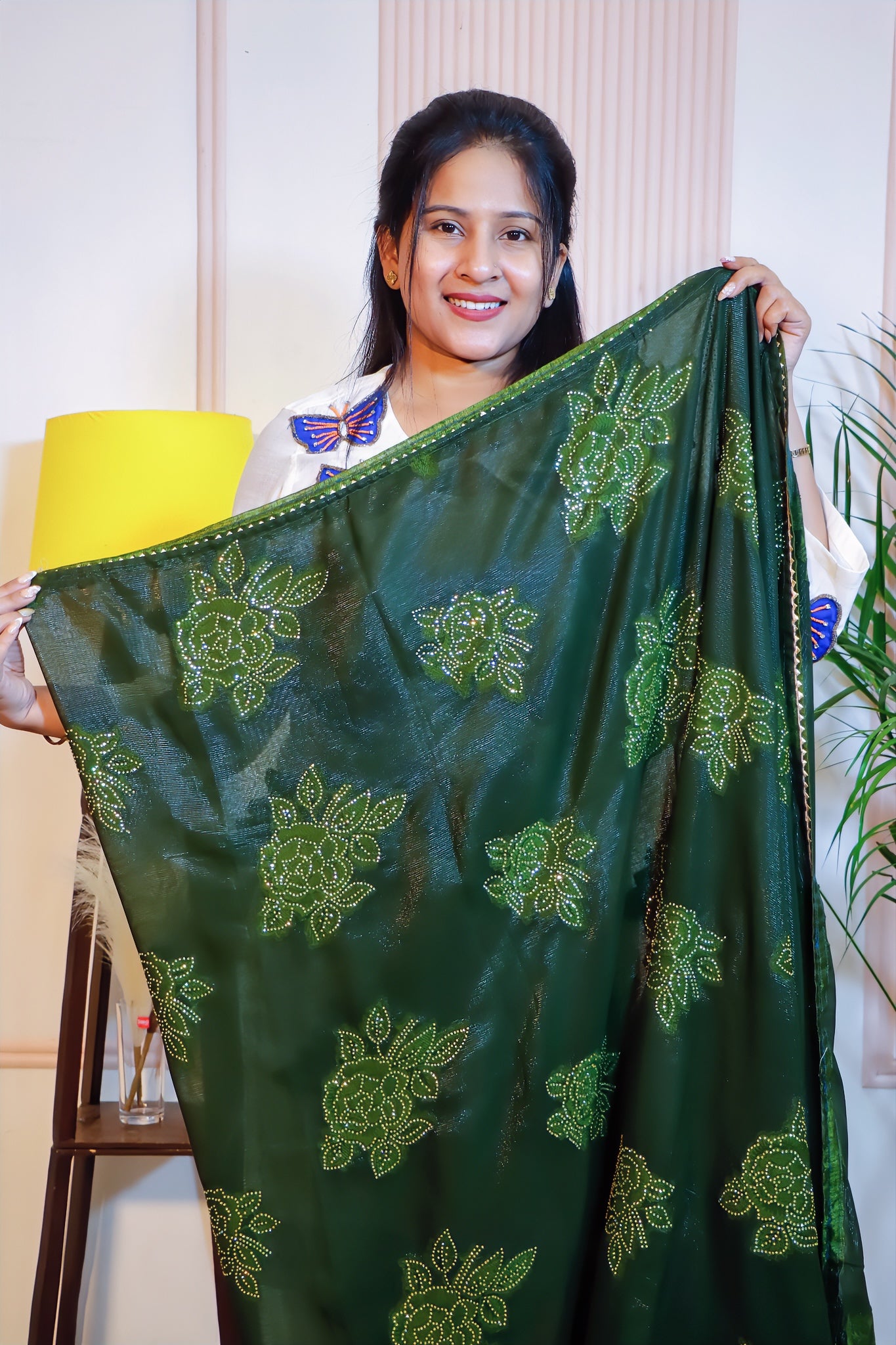 Elegant Olive Green Georgette Saree