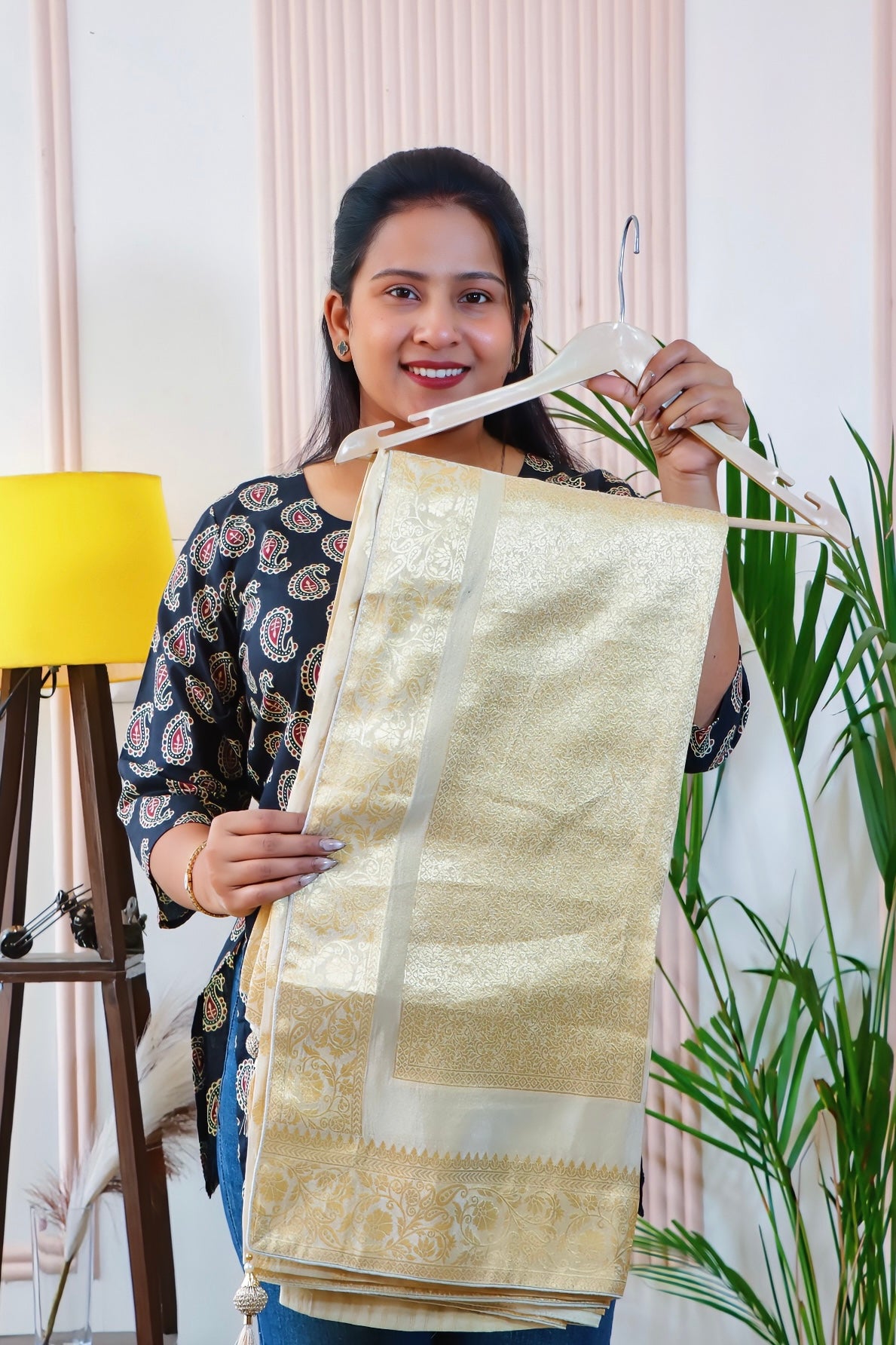 Off-White Silk Saree