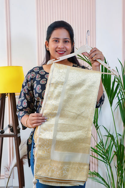 Off-White Silk Saree