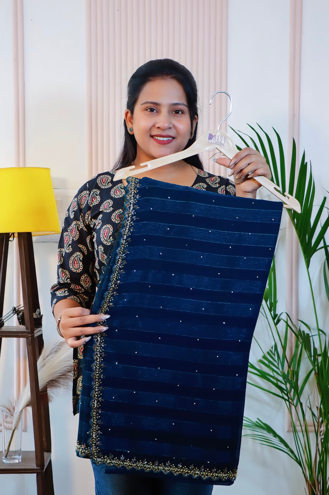 Black Georgette Saree with Subtle Gold Border