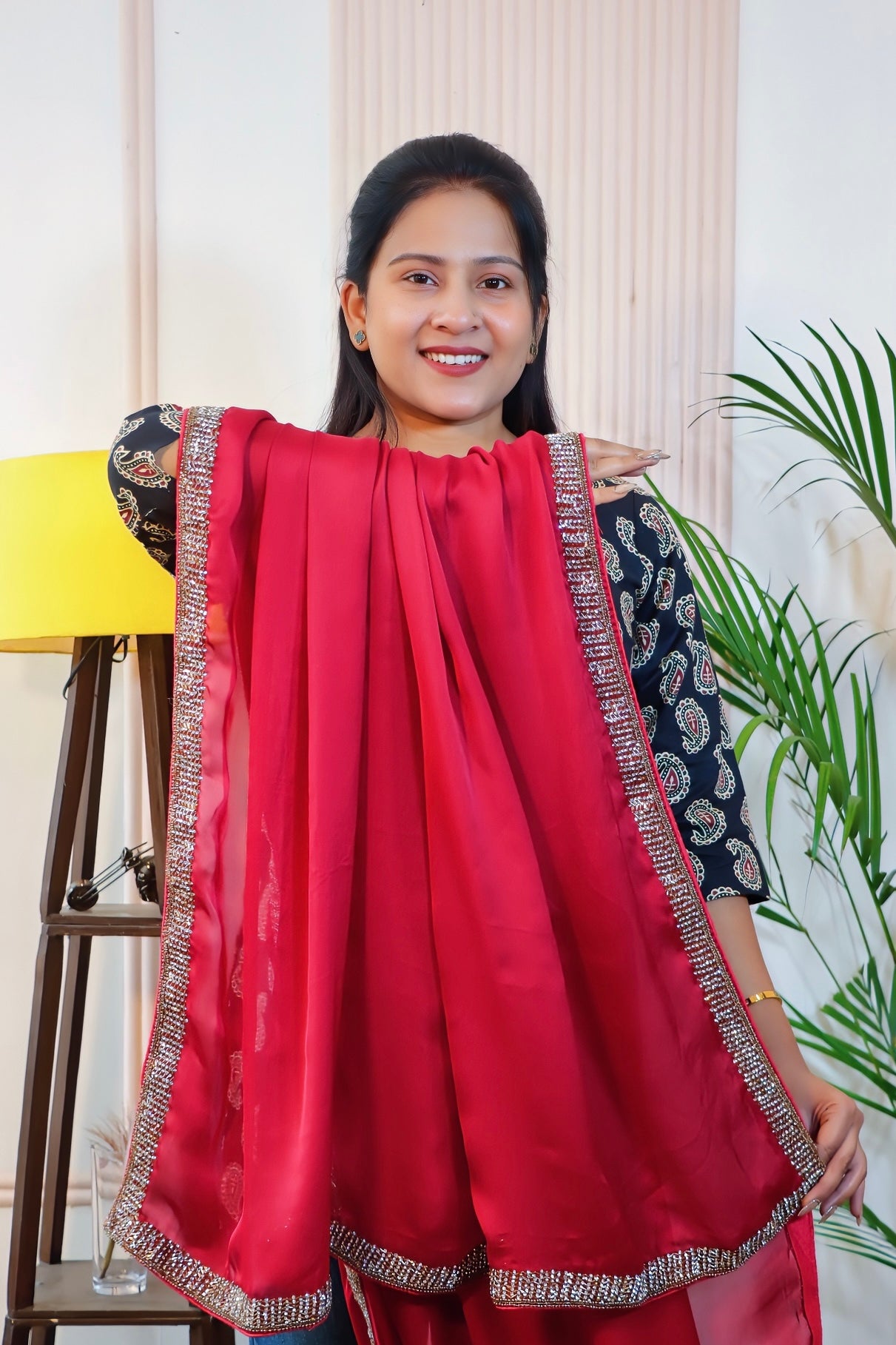 Maroon Satin Elegance Saree