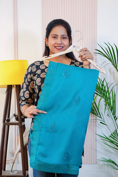 Sea Green Georgette Silk Saree