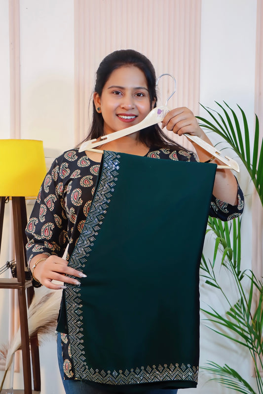 Dark Green Satin Saree