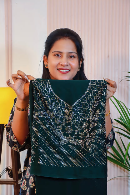 Dark Green Satin Saree