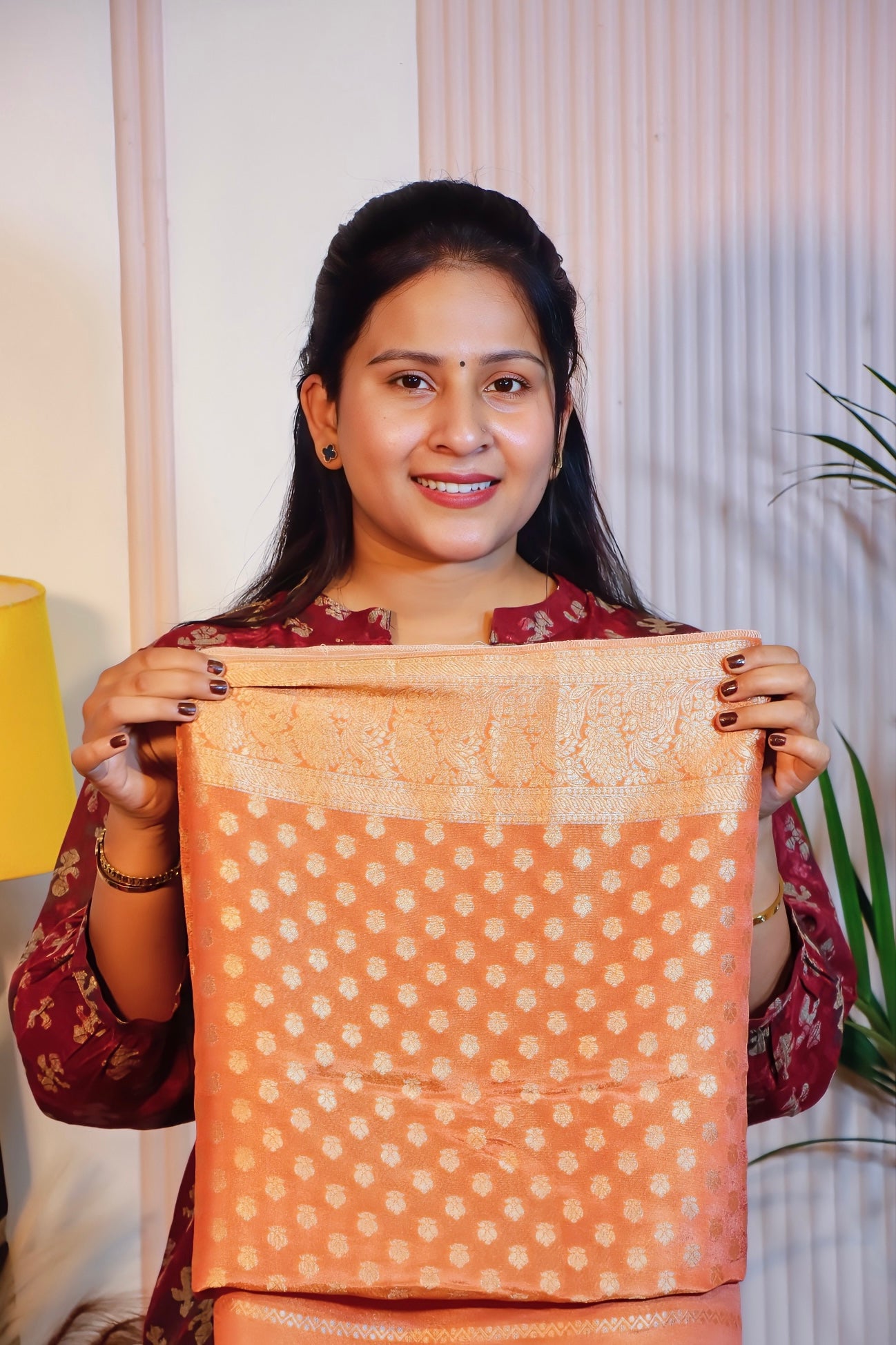 Burnt Orange Silk Saree