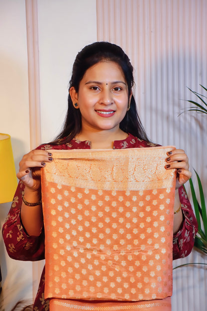 Burnt Orange Silk Saree
