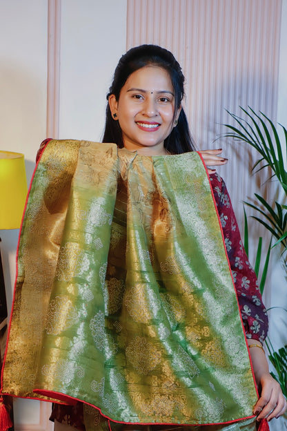 Emerald Glow Tangai Silk Saree