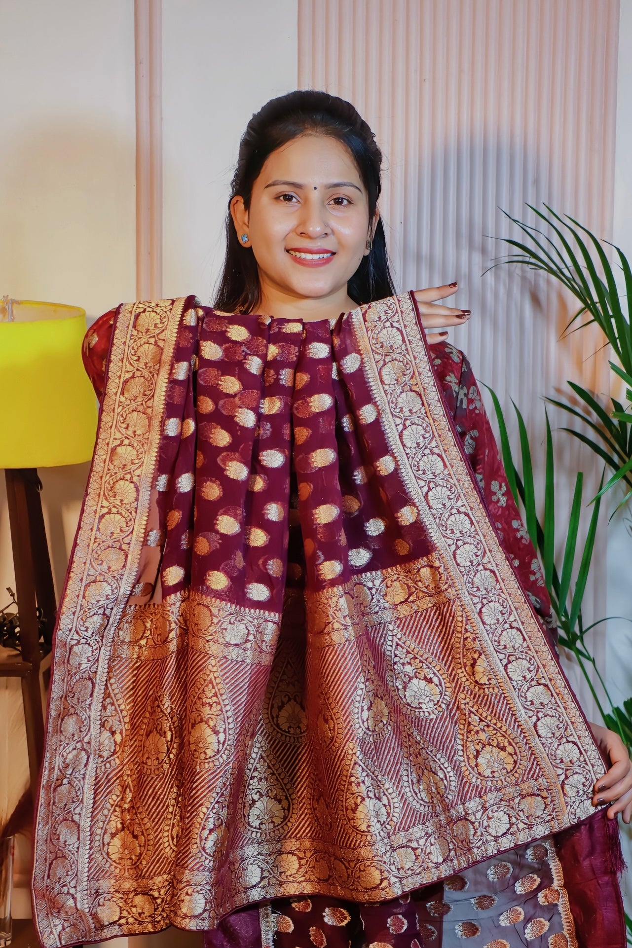 Maroon Georgette Saree