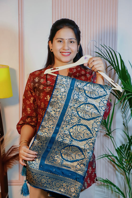 Teal Blue Silk Saree