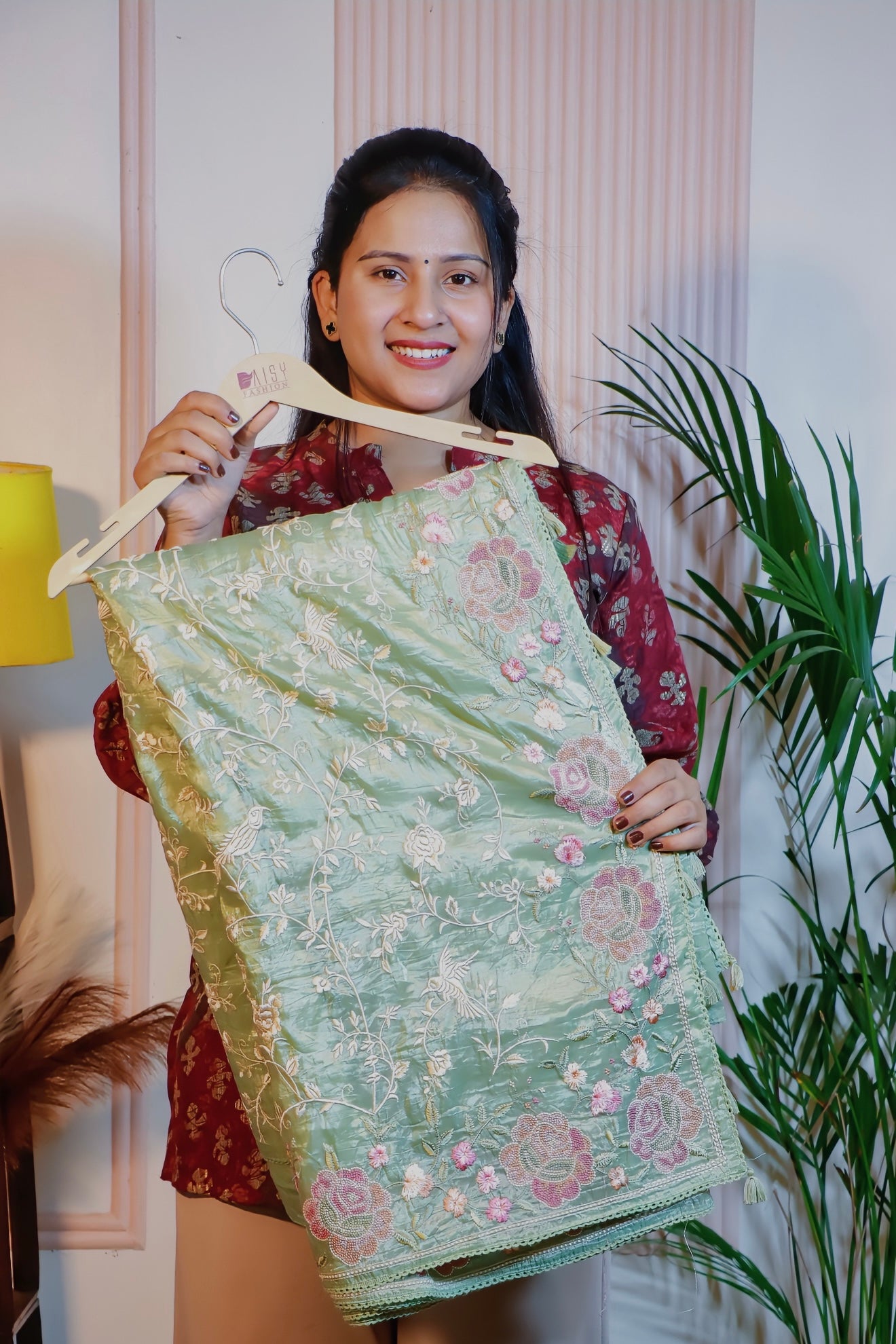 Sage Green Organza Elegance Saree