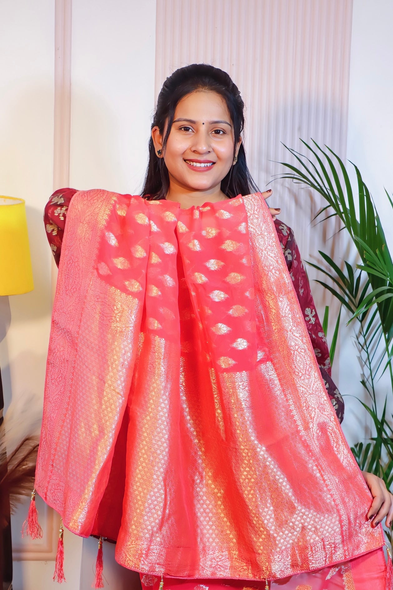 Peach Pink Silk Elegance Saree