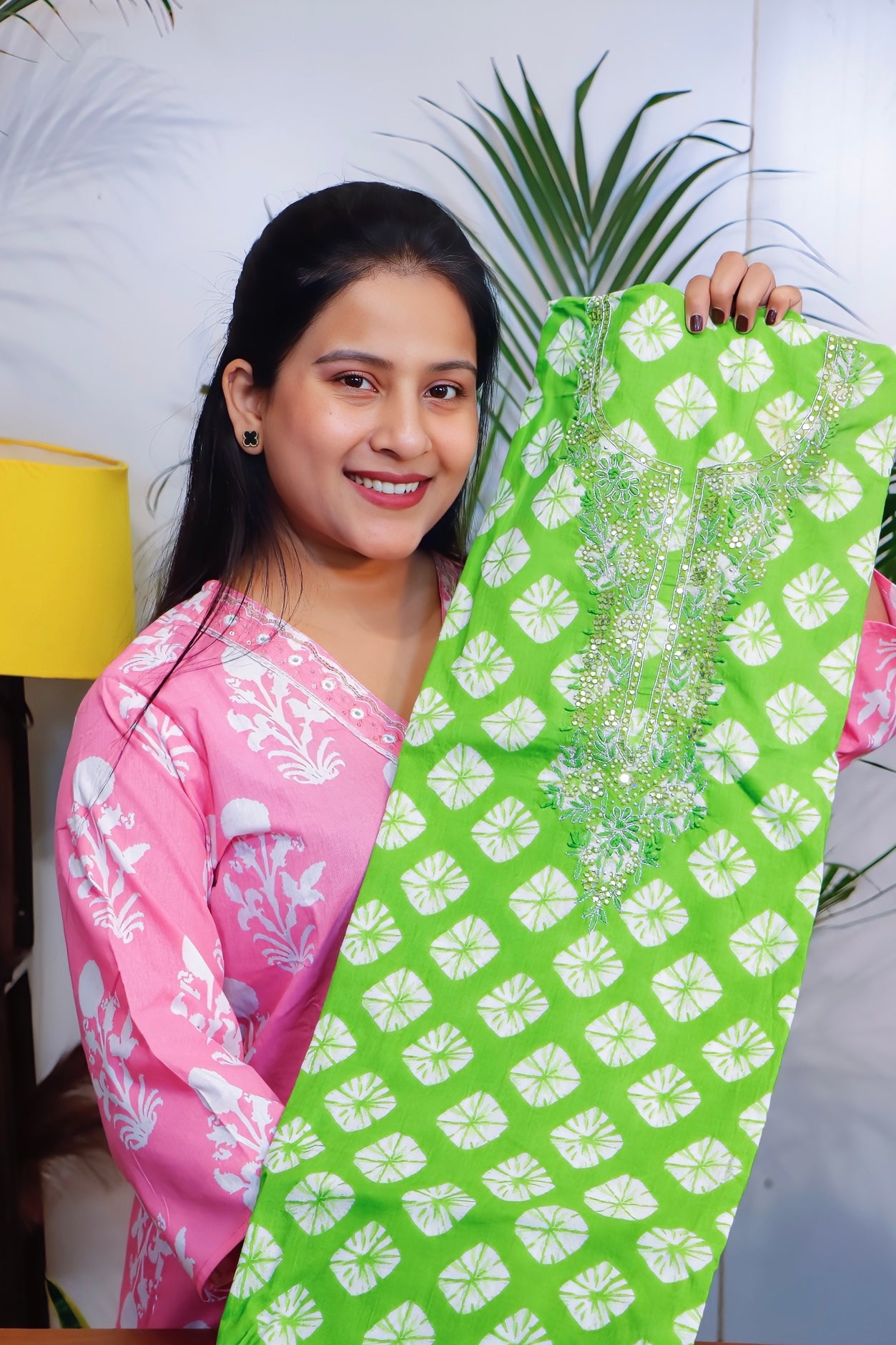 Cotton Suit Set – Light Green Elegance