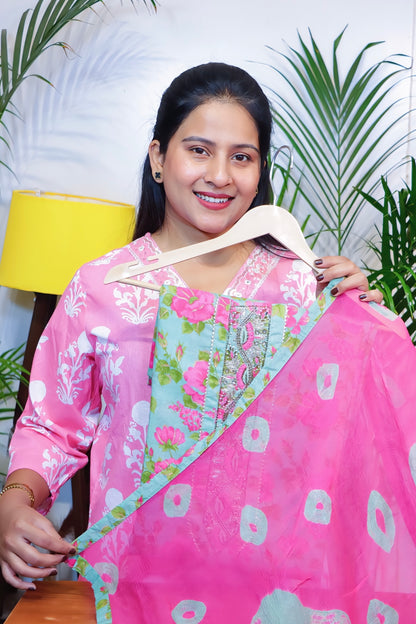Blossom Radiance Unstitched Cotton Suit Set