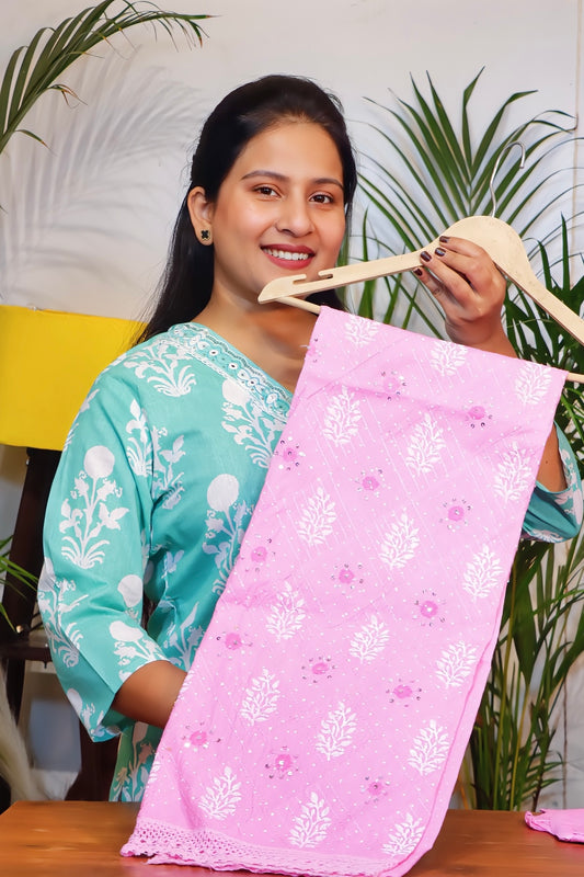 Blush Radiance Cotton Unstitched Suit set