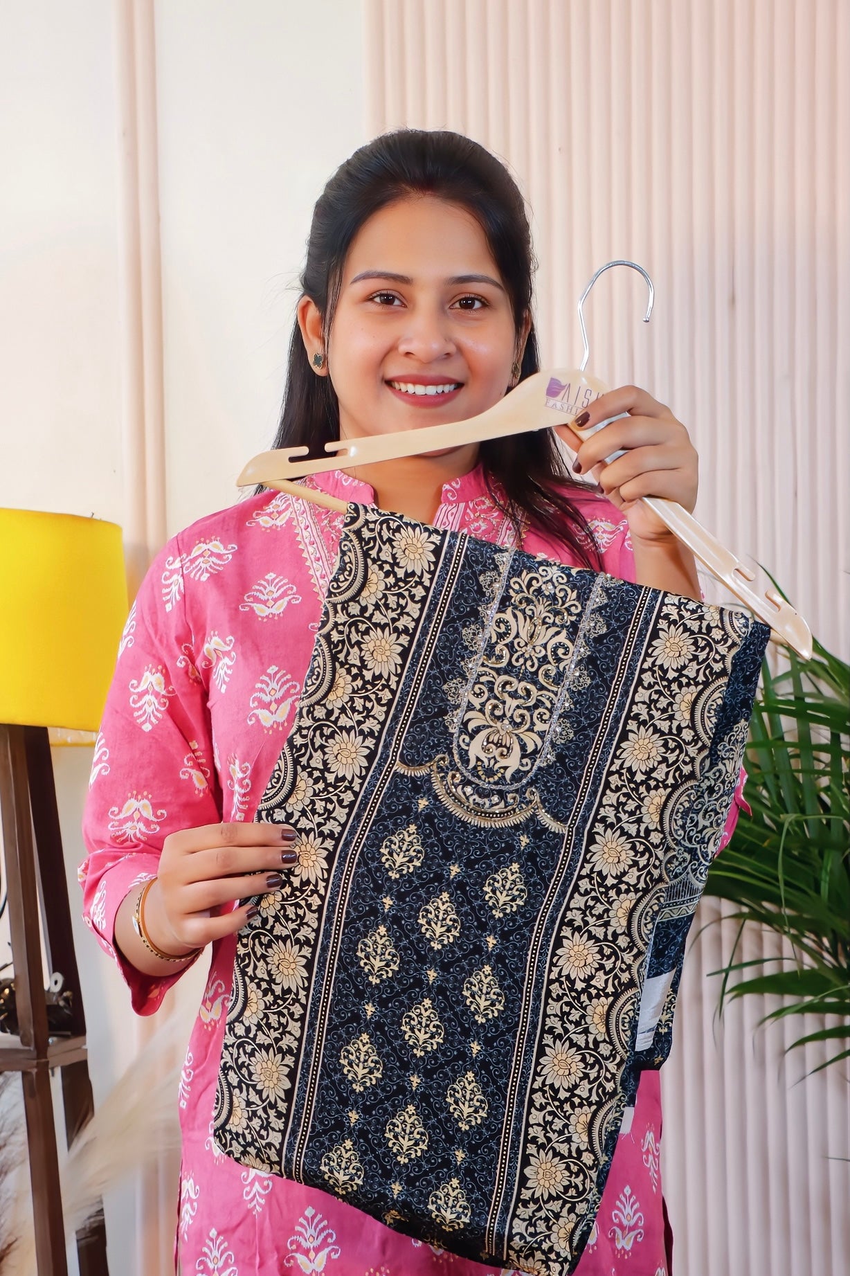 Black Crape Unstitched Suit Set