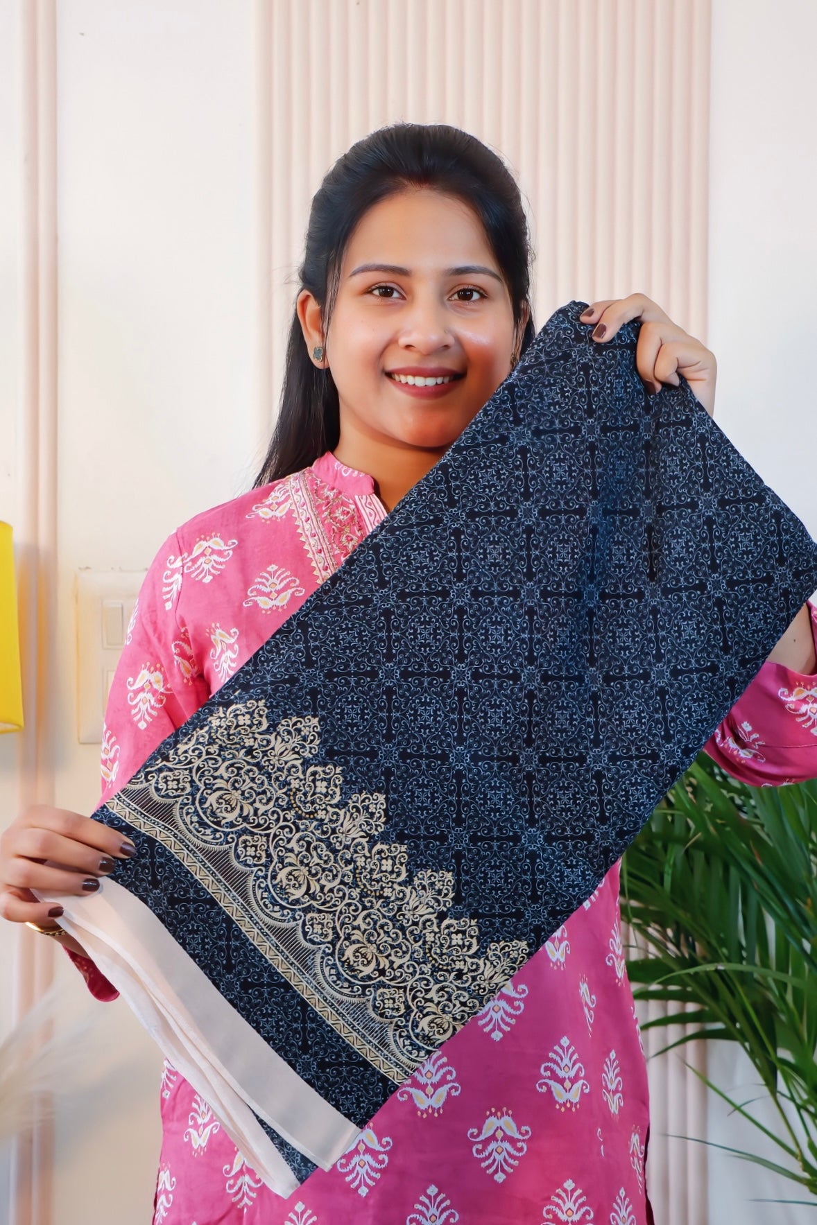 Black Crape Unstitched Suit Set