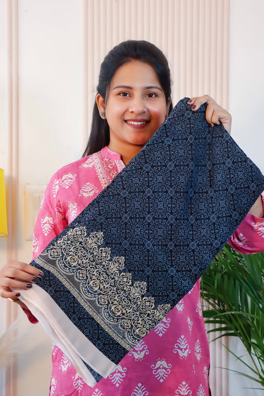 Black Crape Unstitched Suit Set