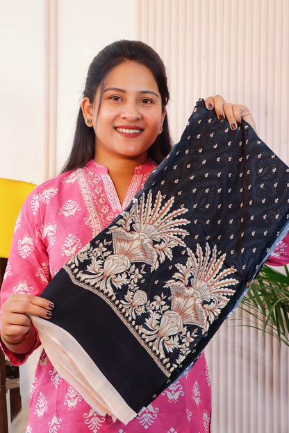 Black Crepe Unstitched Suit Set