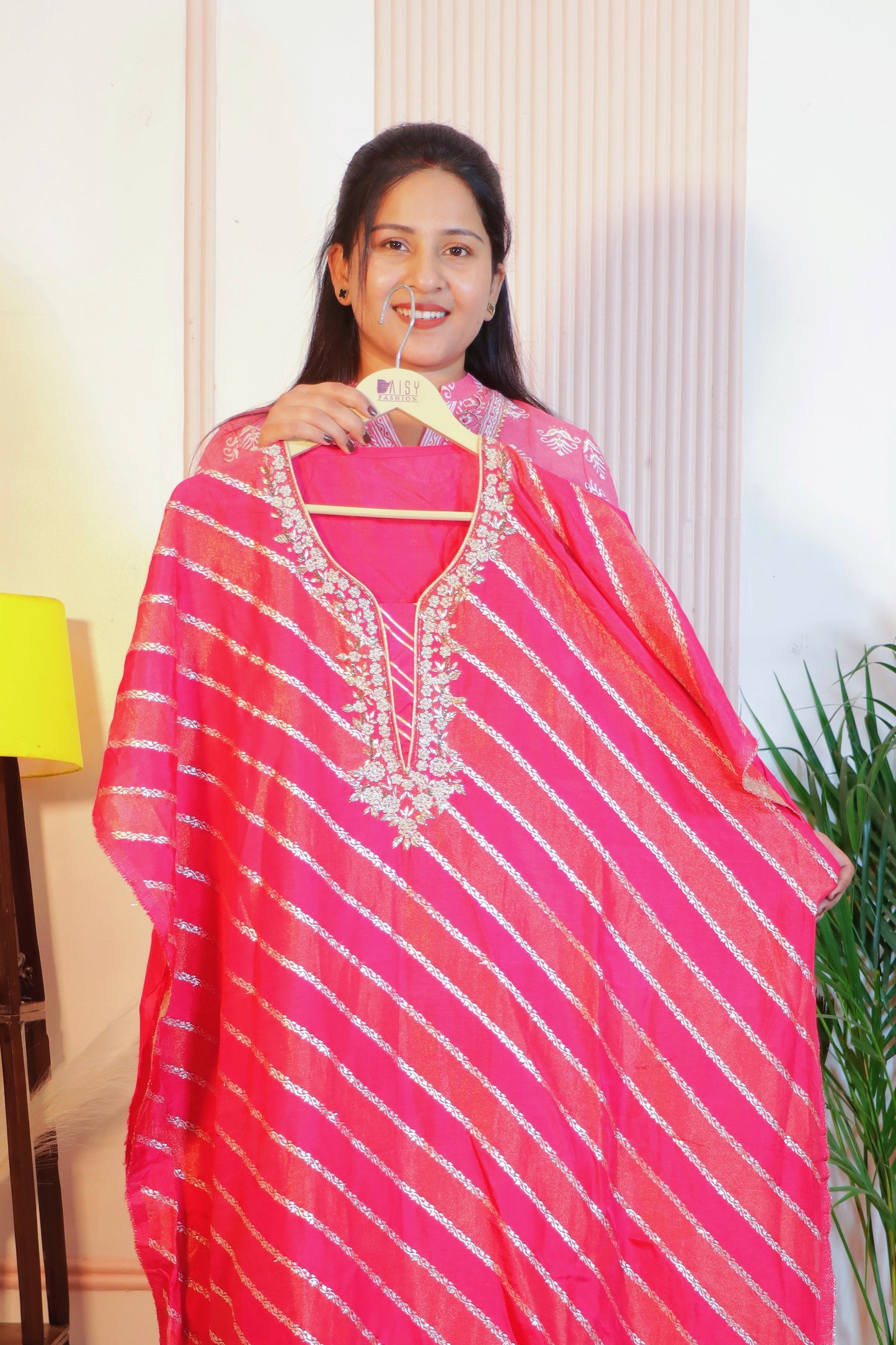 Unstitched Silk Suit in Pink