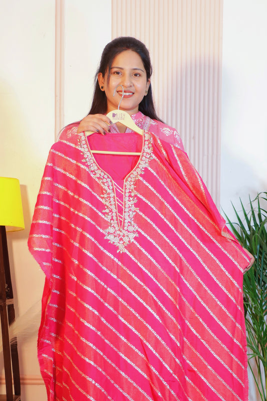 Unstitched Silk Suit in Pink