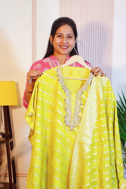 Unstitched Silk Dupioni Shantung Suit